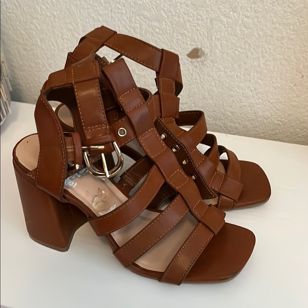 Brown Strappy Heeled Sandals